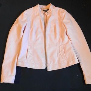 Pink Faux Leather Moto Jacket